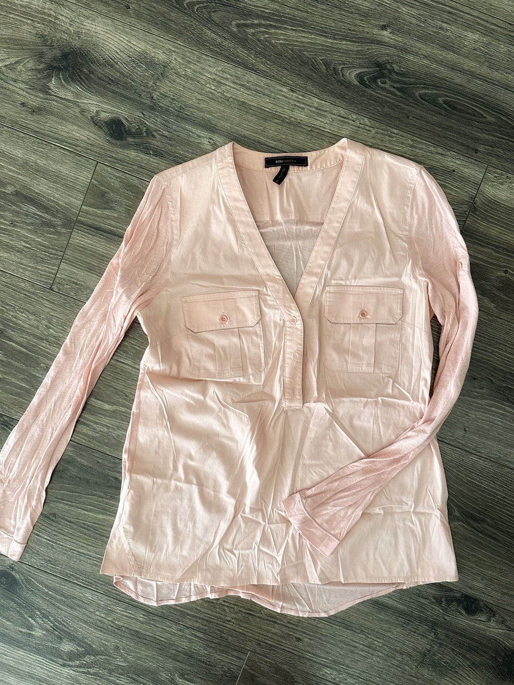 BCBGMaxAzria Light Pink V-Neck Utility Tunic